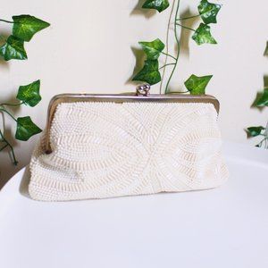 Ivory vintage beaded clutch